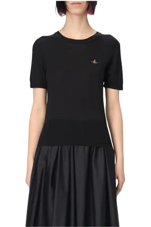 Vivienne Westwood Top, Dame, Sort, S, Uld, Sort Strikket Top med Korte Ærmer