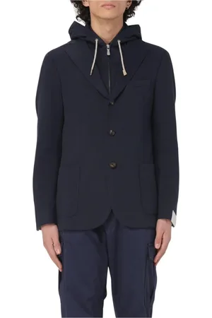 ELEVENTY Jakke, Herre, Blå, XL, Blå Hættet Blazer Jakke