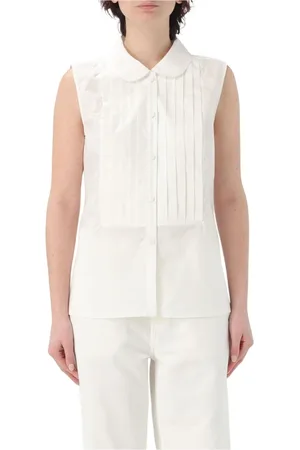 A.P.C. Bluser & Skjorter, Dame, Hvid, S, Bomuld, Hvid Poplin Bluse Plisseret Front