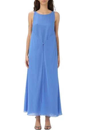 Emporio Armani Kjole, Dame, Blå, S, Elegant Lilla Maxi Kjole Ærmeløs