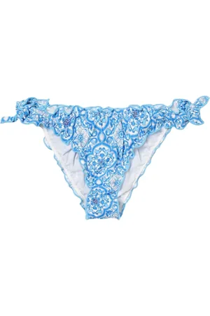 MC2 SAINT BARTH Badetøj, Dame, Blå, XL, Uld, Blomstret Ruffle Swim Bottom