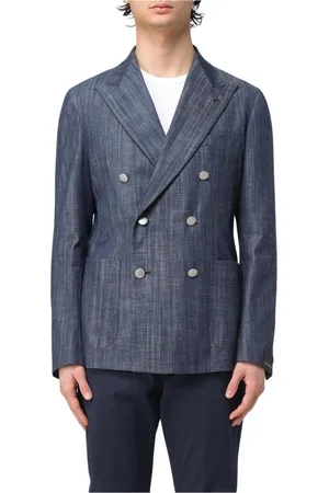 TAGLIATORE Jakke, Herre, Blå, XL, Denim, Dobbeltbrystet denim blazer