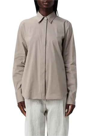 Brunello Cucinelli Bluser & Skjorter, Dame, Brun, XL, Bomuld, Brun Bomuld Poplin Skjorte