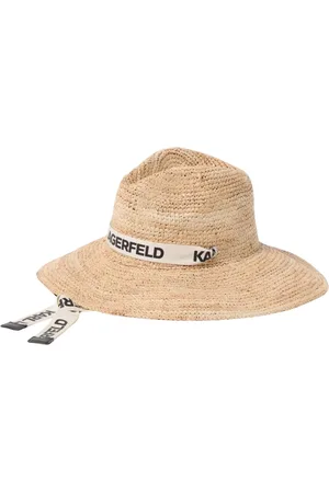 Karl Lagerfeld Tilbehør, Dame, , ONE SIZE, Stråhat med logo bånd