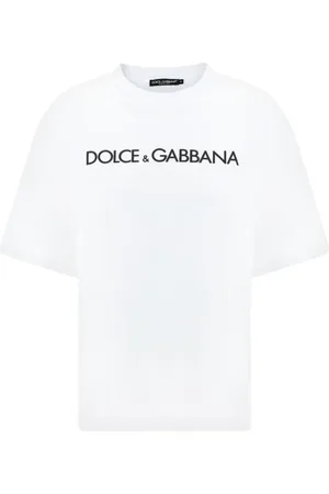 Dolce & Gabbana Top, Dame, Hvid, S, Bomuld, Monogram Bomuld T-shirt med Crew Neck