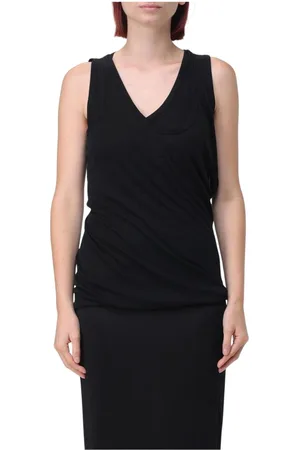 Helmut Lang Top, Dame, Sort, L, Uld, Grå Draperet Tank Top