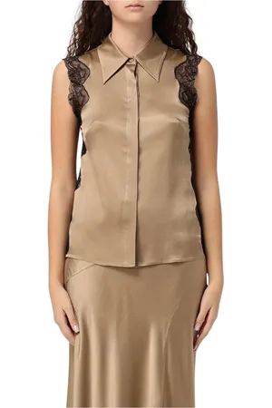Alberta Ferretti Bluser & Skjorter, Dame, , 2XS, Sort Blondekant Bluse