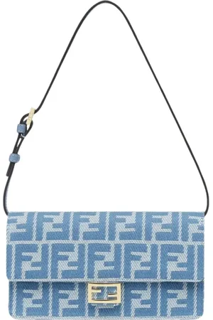 Fendi Taske, Dame, Blå, ONE SIZE, Denim, Logo Denim Crossbody Taske