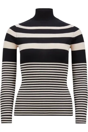 Moncler Strik, Dame, Flerfarvet, L, Uld, Stribet Merinould Turtleneck Jumper