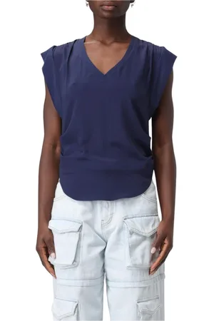 Pinko Bluser & Skjorter, Dame, Blå, L, Uld, Puff Sleeve V-Neck Blouse