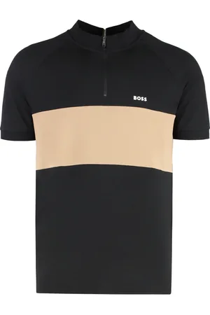 HUGO BOSS Top, Herre, Sort, 2XL, Bomuld, Bomuld Piqué Polo Skjorte med Ribkanter