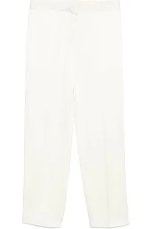 Jil Sander Bukser, Dame, Hvid, XL, Uld, Elegant Bianco Bukser