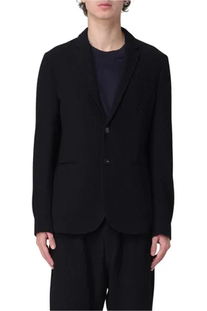 Emporio Armani Jakke, Herre, Blå, 5XL, Blå Tekstureret Blazer Jakke