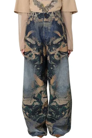 Acne Studios Jeans, Dame, Flerfarvet, W24, Bomuld, Blå Wide Leg Printed Jeans