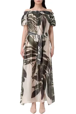 HANITA Kjole, Dame, Grøn, S, Tropisk Print Maxi Kjole