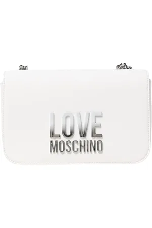 Moschino Taske, Dame, Hvid, ONE SIZE, Uld, Hvid Crossbody Taske med Justerbar Strop