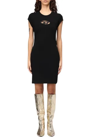 Diesel Kjole, Dame, Sort, XS, Bomuld, Sort Cutout Mini Kjole