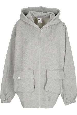 Nike Sweathshirts & Hoodies, Dame, Grå, S, Bomuld, Dans Oversized Lynlås Hættetrøje Grå