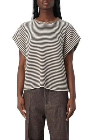 Brunello Cucinelli Top, Dame, Sort, S, Uld, Glitrende Striktop