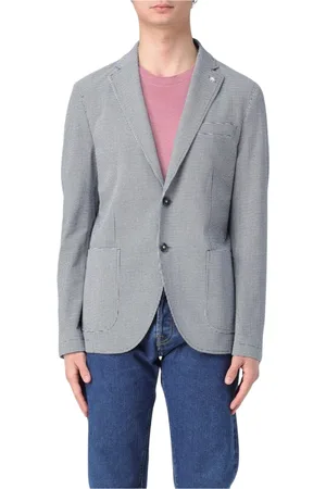 Manuel Ritz Jakke, Herre, Blå, M, Bomuld, Blå Gingham Check Blazer