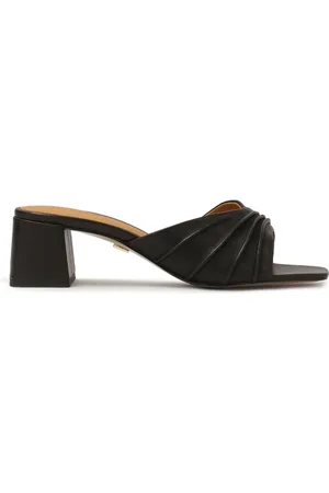 Kazar Sko, Dame, Sort, 39 EU, Læder, Hælede flip-flops med krøllestrop