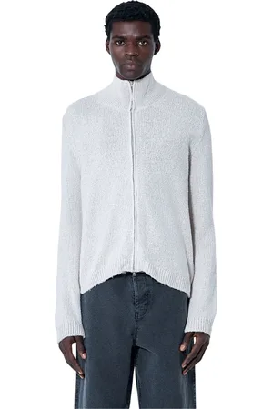 OUR LEGACY Strik, Herre, Grå, XL, Silke Zip-Up Cardigan Tragt Top