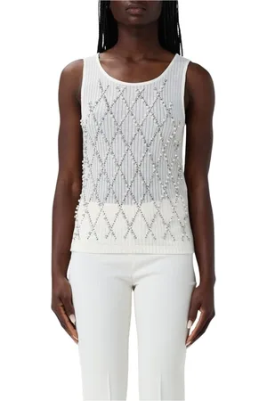 Twin-Set Top, Dame, Hvid, S, Elegant Strik Tank Top