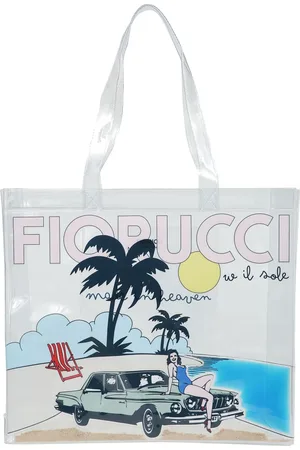 Fiorucci Taske, Dame, Grå, ONE SIZE, Strand tote taske med frontgrafik