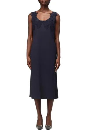 Alberta Ferretti Kjole, Dame, Blå, S, Blå Blonde Midi Kjole