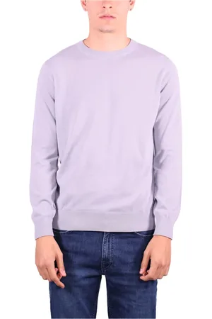KANGRA CASHMERE Strik, Herre, Lilla, M, Bomuld, Bomuld Crewneck Sweater
