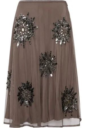 Maliparmi Nederdel, Dame, Grå, 2XS, Polyester, Blomstret Polyester Nederdel
