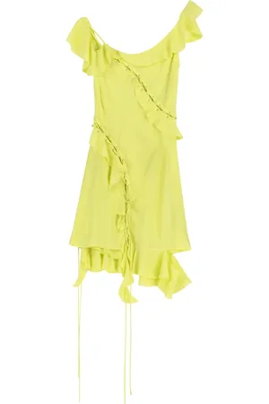 Acne Studios Kjole, Dame, Grøn, S, Polyester, Snøring Krøllet Kjole Polyester