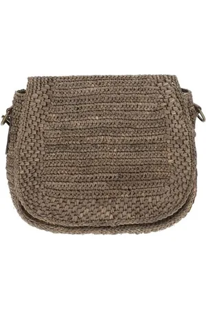 IBELIV Taske, Dame, Brun, ONE SIZE, Uld, Elegant Raffia Skuldertaske med Læderrem og Frontklap Lukning
