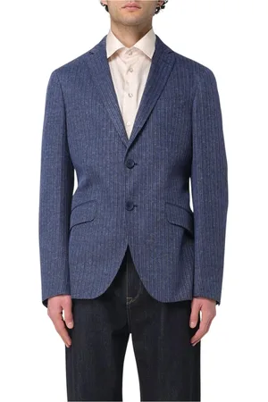 Etro Jakke, Herre, Blå, L, Linned, Pinstripe Linen Blazer Elegant Stil