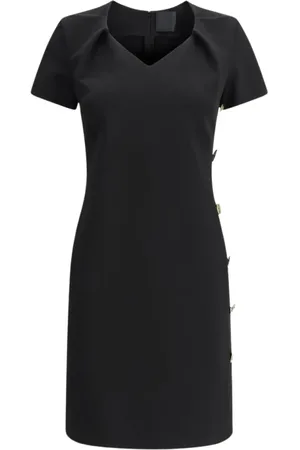 Givenchy Kjole, Dame, Sort, L, Uld, Elegant Sort Kjole med Guld Detalje