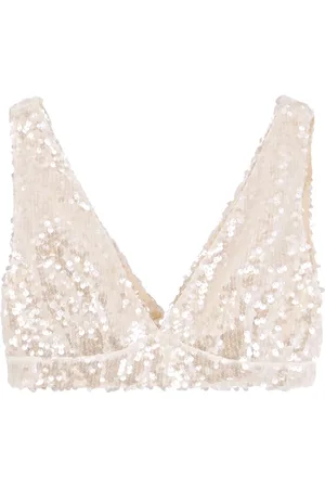 Serafini Top, Dame, , 2XS, Uld, Sequin Crop Top med V-udskæring