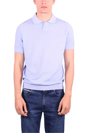 KANGRA CASHMERE Top, Herre, Blå, L, Bomuld, Klar Blå Polo Wave T-shirts