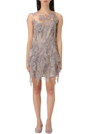 Alberta Ferretti Kjole, Dame, , XL, Elegant Plisseret Midi Kjole med Bælte
