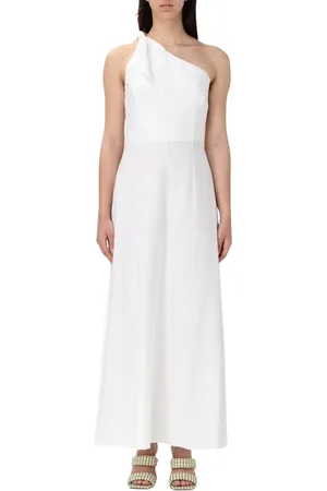 HANITA Kjole, Dame, Hvid, M, Uld, Elegant One-Shoulder Maxi Kjole