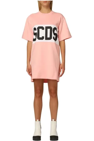 GCDS Kjole, Dame, Lyserød, M, Bomuld, Logo Sweatshirt Kjole