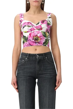 Dolce & Gabbana Top, Dame, Flerfarvet, S, Fuchsia Blomstærmet Top