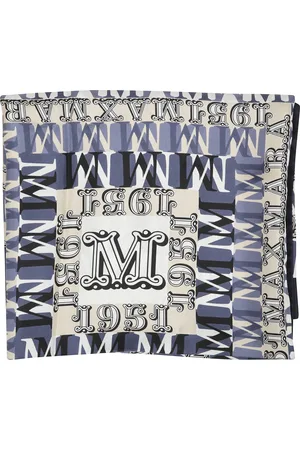 Max Mara Taske, Dame, Blå, ONE SIZE, Uld, Silke Firkantet Tørklæde Kollektion Print
