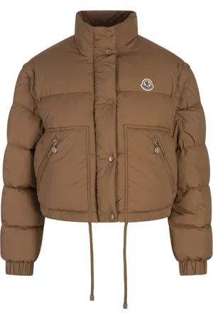 Moncler Jakke, Dame, Brun, M, Uld, Brun Dunfrakke med Polyamidforing