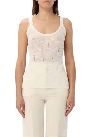 Pinko Top, Dame, Hvid, S, Uld, Elegant Strik Tank Top