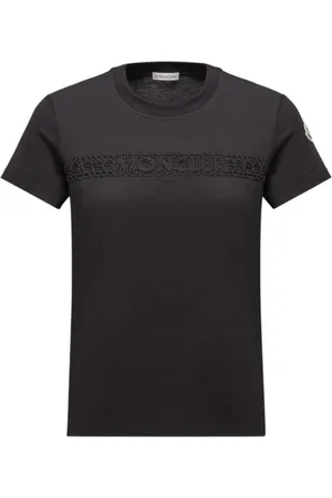Moncler Top, Dame, Sort, L, Bomuld, Broderet Logo Bomuld T-Shirt