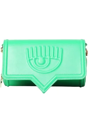 Chiara Ferragni Taske, Dame, Grøn, ONE SIZE, Uld, Grøn Øjeformet Crossbody Taske