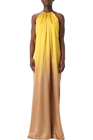 Max Mara Kjole, Dame, Gul, 2XS, Elegant Gul Halter Maxi Kjole