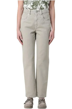 Brunello Cucinelli Jeans, Dame, Grå, XL, Bomuld, Elegant Straight Leg Jeans