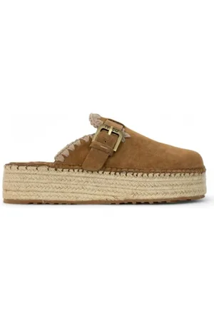 Mou Sko, Dame, Brun, 39 EU, Suede, Suede Crochet Stitch Clog Sandaler