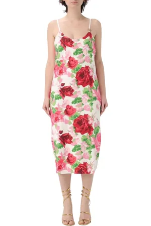 BLUMARINE Kjole, Dame, Flerfarvet, L, Elegant Blomstret Slip Kjole